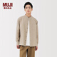 MUJI男式水洗牛津立領(lǐng)長(cháng)袖襯衫男士襯衣男裝25年冬季純色純棉AC4ACC5A 淡黃色 L （175/100A）