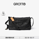 GROTTO個(gè)樂(lè )黑石包經(jīng)典大容量植鞣綿羊皮單肩斜挎通勤軟包男女款禮物 黑石L（黑標）