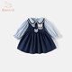 班喜迪女童連衣裙春裝新款洋氣寶寶公主裙周歲禮服春秋款兒童學(xué)院風(fēng)裙子