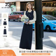 香影小香風(fēng)刺繡套裝裙女2026春季新款高級感襯衫馬甲半身裙三件套 藏青 M