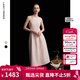 朗姿2025夏季新款優(yōu)雅一字領(lǐng)無(wú)袖連衣裙女高端法式修身收腰裙子 淡粉色 S