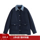 茵曼（INMAN）假兩件牛仔襯衫領(lǐng)棉衣女2025冬季時(shí)尚百搭寬松保暖夾棉外套 深藍色 M