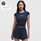 lululemon丨Organic Cotton 女士棉混紡滾邊短款 T 恤 *圖案款 LW3KD9S 恣意藍/白 線(xiàn)上專(zhuān)享 S