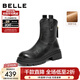 百麗（Belle）復古彈力靴女冬季新款商場(chǎng)款粗跟增高顯瘦彈力短靴E5E1DDZ5 黑色-絨里 39