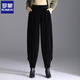 羅蒙（ROMON）哈倫褲女秋冬季2025新款寬松燈籠褲時(shí)尚中年媽媽褲子闊腿蘿卜褲女 黑色不加絨 M 適合2尺