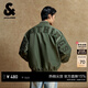 杰克·瓊斯（JACK&JONES）男裝秋冬潮酷飛行員夾克男短款棉服寬松棒球服棉衣外套男士 E03草綠 M 175