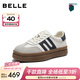 百麗（Belle）跑道板栗德訓鞋女鞋26春新款商場(chǎng)增高厚底休閑板鞋E9Z1DAM6預售 米色/灰 39