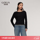 歌莉婭假兩件羊毛針織衫女裝上衣2025新款秋季穿搭毛衣1E9C0E500 00B黑色 L