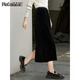 品彩（PinCai）半身裙女松緊高腰直筒A字裙通勤開(kāi)叉顯瘦半身裙P143B2003