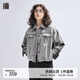 播【商場(chǎng)同款】做舊牛仔短外套女2024新款時(shí)髦夾克上衣BDR1WD0228 K40玄黑 玄黑 S