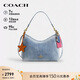 蔻馳（COACH）【品牌直供】女士丹寧布掛件裝飾LAUREL單肩流浪包淺靛藍色CEF26