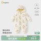 童泰（TONGTAI）嬰兒連體衣冬季純棉夾棉寶寶衣服兒童外出加厚連帽爬服黃色66cm