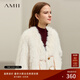 AMII女裝2025冬季新款V領(lǐng)流蘇幾何皮扣仿貂絨環(huán)保皮草女寬松 米白 建議拍小一碼 M 160/84A