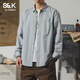 班尼路（Baleno）S&K重磅純棉工裝襯衫男款春秋季2026新款寬松休閑長(cháng)袖襯衣外套男 藍色 L