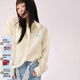 CHUU字母刺繡襯衫女2026夏季新品肌理感長(cháng)袖翻領(lǐng)薄空調開(kāi)衫襯衣 淺黃 均碼