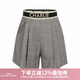 Charlie Luciano腰邊格紋短褲春夏新款百褶休閑褲灰色格子側邊拉鏈氣質(zhì)CL褲子女潮 灰色 34