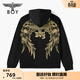 BOY LONDON【燦若繁星】春情侶風(fēng)外套潮牌刺繡開(kāi)衫連帽衛衣N06904 黑色金色翅膀 XL