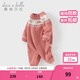 戴維貝拉（DAVE＆BELLA）加絨百天寶寶換衣服新生兒爬服保暖小童睡衣幼童連體衣冬季新款 深粉色【現貨】 80cm （建議身高73-80cm）