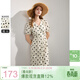三彩2025夏季新款法式復古波點(diǎn)連衣裙V領(lǐng)寬松大擺A字長(cháng)裙度假M