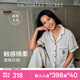 維多利亞的秘密 宅度假系列 天絲綿柔印花睡衣套裝家居服可外穿女神節禮物 23P6藍心狙擊-短袖長(cháng)褲 11262805 M