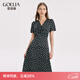 歌莉婭蝴蝶碎花裙v領(lǐng)連衣裙女夏裝顯瘦氣質(zhì)長(cháng)裙禮服裙子1A6H4KAKA 27D黑底印花 L
