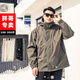 坦野潮牌大碼男裝外套男胖子加肥加大連帽上衣工裝外套男冬寬松夾克 綠色 XL 建議135-155斤