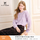 香影超好看圓領(lǐng)針織衫女含羊毛2025冬季新款立體花朵紫色寬松毛衣 紫色 M 160/84A/95-110斤