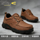 駱駝動(dòng)感皮鞋軟底軟面戶(hù)外休閑鞋徒步真皮頭層牛皮防滑耐磨防水防臭男鞋 淺棕 40