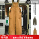 馬登工裝美式復古BF背帶褲男寬松直筒高腰男士休閑褲春冬連體長(cháng)褲子 卡其黃 2XL