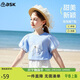ASK JUNIOR女童短袖T恤夏裝兒童泡泡袖立體蝴蝶結休閑打底衫上衣 藍色 150