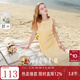 三彩2025夏季新款純棉連衣裙一字領(lǐng)法式吊帶裙極簡(jiǎn)長(cháng)裙M 檸檬黃 M 160/84A