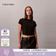 Calvin KleinJeans夏季女士活力少女感休閑ck羅紋修身辣妹正肩短款短袖T恤