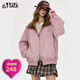 妖精的口袋【雙面穿】重工蕾絲刺繡外套女2025秋季新款可露麗夾克 蝴蝶結焦糖色拼皮粉色 S
