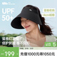 蕉下（beneunder）蛋卷燈罩帽防曬帽女遮陽(yáng)帽太陽(yáng)帽大檐空頂帽男加長(cháng)側檐全臉遮陽(yáng)黑