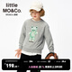 little MO&Co.親子裝 童裝25春裝新款女童圓領(lǐng)小熊衛衣兒童上衣男童 中花灰色 140 140/68