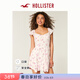 HOLLISTER25夏季甜美一字肩露肩小飛袖連衣裙女裝359-5241 白色碎花 XS (160/84A)標準版