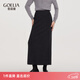 歌莉婭黑色羊毛半身裙女秋冬2025新款氣質(zhì)高腰毛織長(cháng)裙1ESL2G510 48B深灰 S