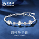 老鳳祥四葉草銀手鏈女款足銀手鐲串制情侶實(shí)用輕奢生日禮物送女友老婆 四葉草手鏈【配送品牌禮盒】