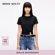 MISS SIXTY2025夏季新款短袖T恤女圓領(lǐng)鉆飾彈力修身顯瘦短款上衣 黑色 M
