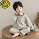 G.duck男童睡衣2026新款春秋夏季微笑貼標條紋套裝男寶寶寬松款居家服款 綠色 90 建議身高80-89左右