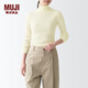 MUJI女式 羅紋可水洗高領(lǐng)毛衣 長(cháng)袖打底針織衫上衣毛衫 BAG01A1A 米白色 M 160/84A