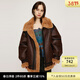 moussy&sly新品機車(chē)風(fēng)大翻領(lǐng)皮夾克外套030HAY30-1411 棕色060 均碼 00020/F