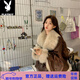 花花公子（PLAYBOY）品牌美拉德輕奢氣質(zhì)皮毛一體羽絨服女 2025冬新款小個(gè)子毛絨外套 深咖 XL (130斤以?xún)?
