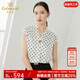 喬萬(wàn)尼新款真絲襯衫V領(lǐng)優(yōu)雅大氣波點(diǎn)襯衣商場(chǎng)同款 波譜圓點(diǎn) XL