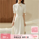 尚都比拉新中式氣質(zhì)連衣裙女夏季旗袍改良版中長(cháng)款小個(gè)子A字裙 米白色 M