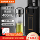 蘇泊爾（SUPOR）一鍵開(kāi)蓋玻璃杯雙層防燙茶水分離男士泡茶車(chē)載水杯便攜商務(wù)禮盒裝 【抗菌/一鍵開(kāi)蓋】流光銀400ml茶濾款-送禮盒