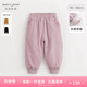 MARC&JANIE[夾棉]馬克珍妮女童燈芯絨保暖束腳棉褲 兒童褲子冬裝新款551798 灰粉-夾棉 90 cm