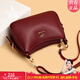 袋鼠卡拉2026新款品牌正品女包三八節禮物送老婆單肩斜挎包中老年女士包包 酒紅色【禮盒裝+手包】