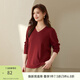 纖莉秀大碼女裝簡(jiǎn)約大方基礎款舒適百搭氣質(zhì)V領(lǐng)T恤胖mm春新款4427 暗紅色 5XL