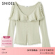 SNIDEL2026春夏新品時(shí)尚水手領(lǐng)蕾絲邊長(cháng)袖針織衫上衣SWNT261018 薄荷綠 均碼 (F)